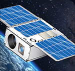 Artist's rendition of the ASTERIA nanosatellite in orbit. Credit NASA/JPL.